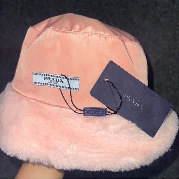 NWT Pink Prada Shearling Fur Hat Adult - Picture 6 of 11